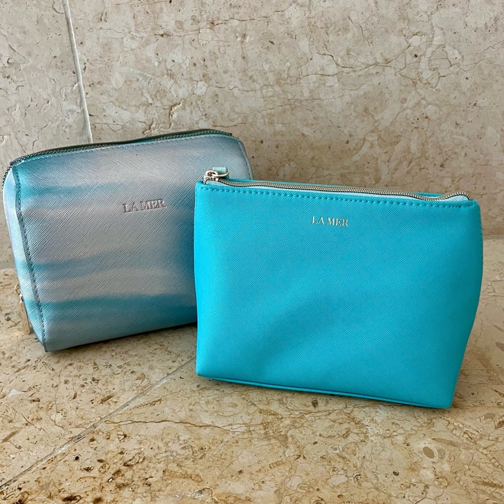 NWOT Two La Mer Cosmetic  Bags, Blue